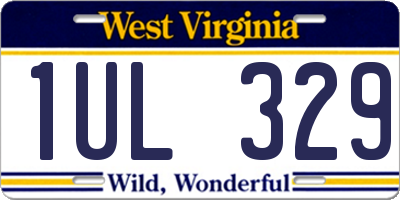 WV license plate 1UL329