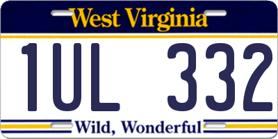 WV license plate 1UL332