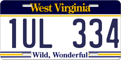 WV license plate 1UL334