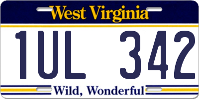 WV license plate 1UL342