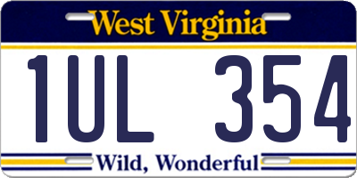 WV license plate 1UL354