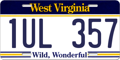 WV license plate 1UL357