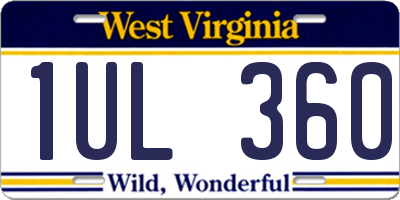 WV license plate 1UL360