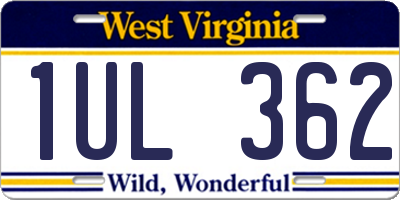 WV license plate 1UL362