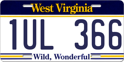 WV license plate 1UL366