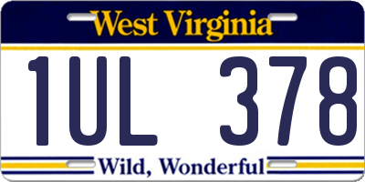 WV license plate 1UL378