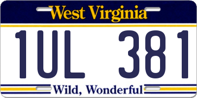 WV license plate 1UL381