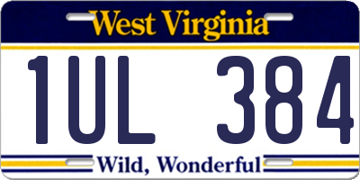 WV license plate 1UL384