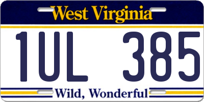 WV license plate 1UL385