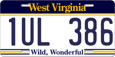 WV license plate 1UL386
