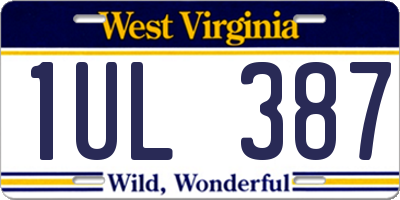 WV license plate 1UL387