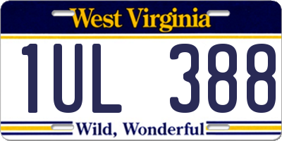 WV license plate 1UL388