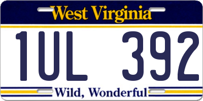 WV license plate 1UL392