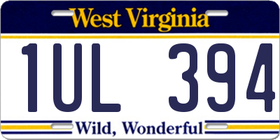 WV license plate 1UL394