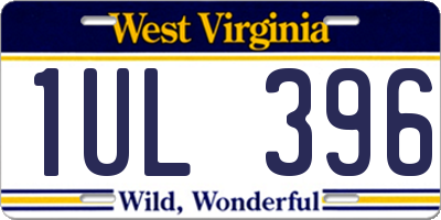 WV license plate 1UL396