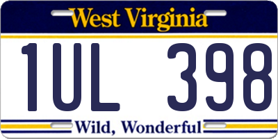 WV license plate 1UL398