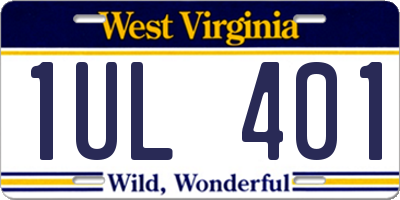 WV license plate 1UL401