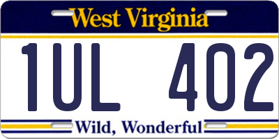 WV license plate 1UL402