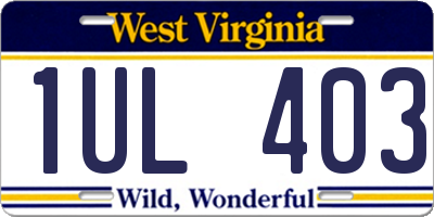 WV license plate 1UL403