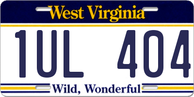 WV license plate 1UL404