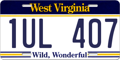 WV license plate 1UL407