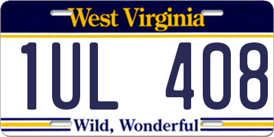 WV license plate 1UL408
