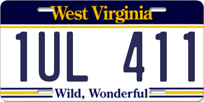 WV license plate 1UL411