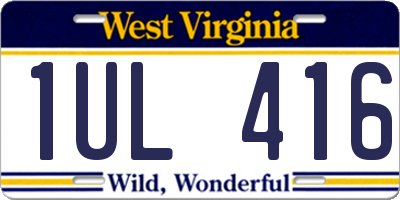 WV license plate 1UL416