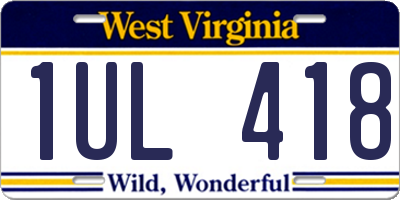 WV license plate 1UL418
