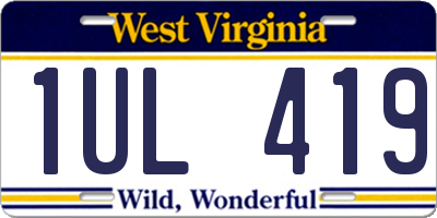 WV license plate 1UL419