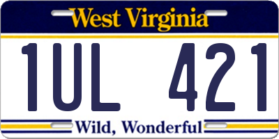 WV license plate 1UL421