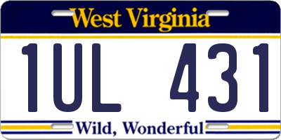 WV license plate 1UL431