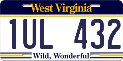 WV license plate 1UL432