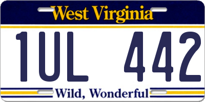WV license plate 1UL442