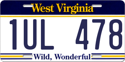 WV license plate 1UL478