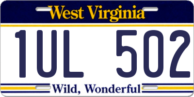 WV license plate 1UL502