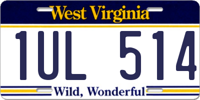 WV license plate 1UL514