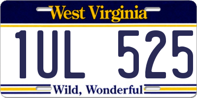 WV license plate 1UL525