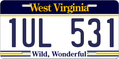 WV license plate 1UL531