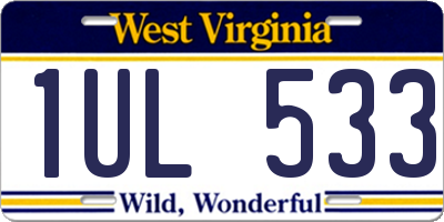 WV license plate 1UL533
