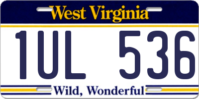 WV license plate 1UL536