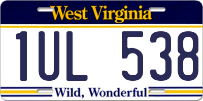 WV license plate 1UL538