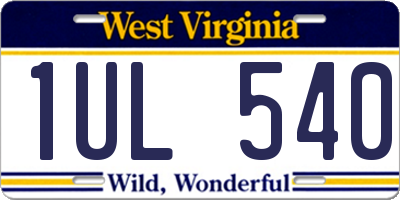 WV license plate 1UL540