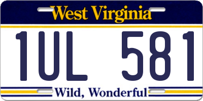 WV license plate 1UL581