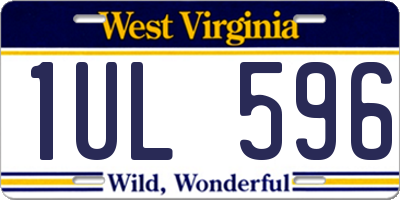 WV license plate 1UL596
