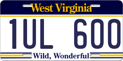 WV license plate 1UL600