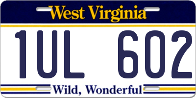 WV license plate 1UL602