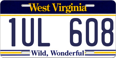 WV license plate 1UL608