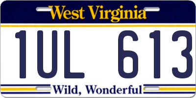 WV license plate 1UL613