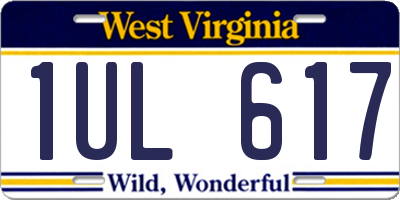 WV license plate 1UL617